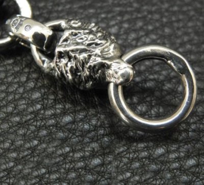 画像8: Half Lion With 2 Half Skulls braid leather necklace