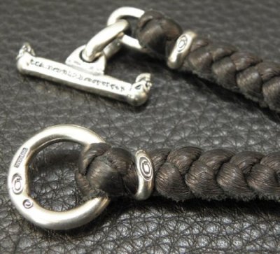 画像5: Half Lion With 2 Half Skulls braid leather necklace