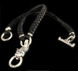 Half Old Bulldog braid Leather Necklace