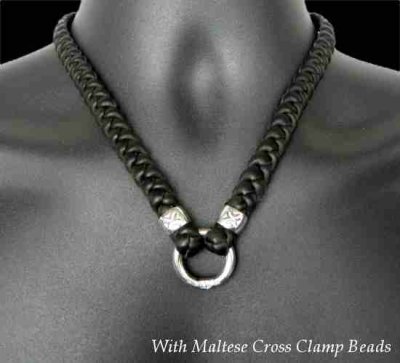 画像1: C-ring With Braid Leather Necklace