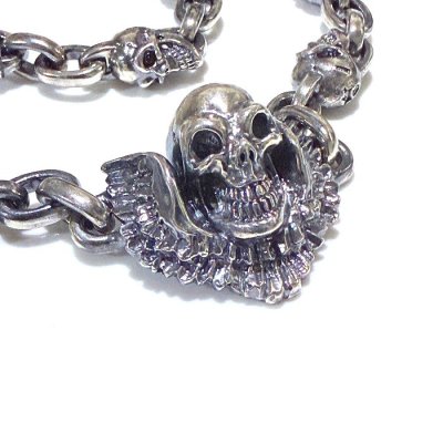 画像4: C-ring With Skull Wing With Quarter Skulls & Half Small Oval Links Necklace