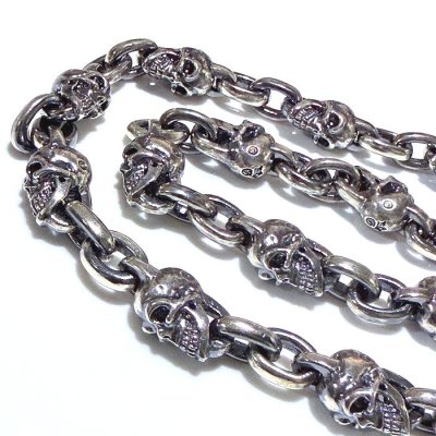 画像10: C-ring With Skull Wing With Quarter Skulls & Half Small Oval Links Necklace