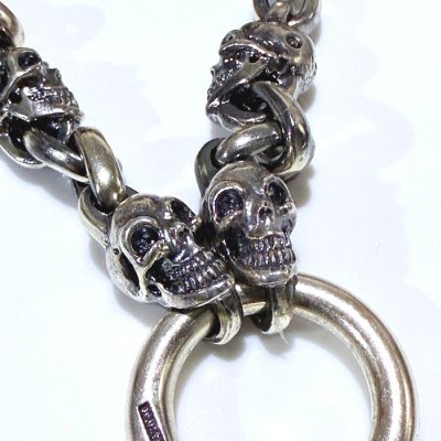 画像6: C-ring With Skull Wing With Quarter Skulls & Half Small Oval Links Necklace