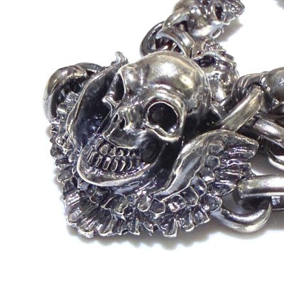画像2: C-ring With Skull Wing With Quarter Skulls & Half Small Oval Links Necklace