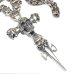 画像2: Large Skull On 2Skulls Hammer Cross Double Face Dagger With 2Panthers Small Oval Chain Necklace  (2)