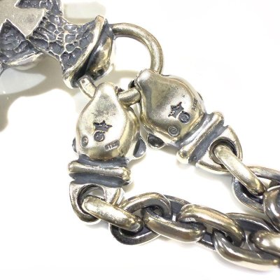 画像8: Large Skull On 2Skulls Hammer Cross Double Face Dagger With 2Panthers Small Oval Chain Necklace