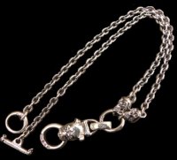 Half Bulldog With 2 Quarter Skull & 7Chain Necklace