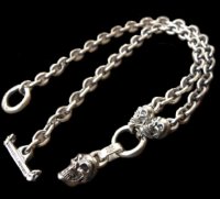Half Skull With 2 Quarter Skulls & 7Chain Necklace