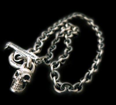 画像1: Half skull with O-ring & 7chain necklace
