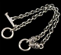Half C-ring With Half 2Skulls & 7Chain Necklace
