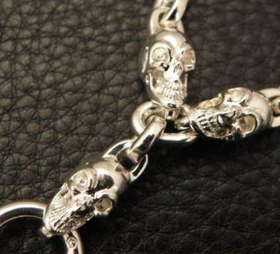 画像3: Half Single Skull Dagger Square Bottom & H.W.O With Quarter Skull & Small Oval Links Necklace (Platinum Finish)