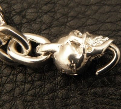 画像13: Half Single Skull Dagger Square Bottom & H.W.O With Quarter Skull & Small Oval Links Necklace (Platinum Finish)