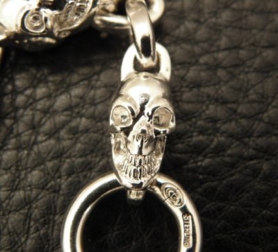 画像10: Half Single Skull Dagger Square Bottom & H.W.O With Quarter Skull & Small Oval Links Necklace (Platinum Finish)