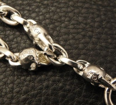 画像9: Half Single Skull Dagger Square Bottom & H.W.O With Quarter Skull & Small Oval Links Necklace (Platinum Finish)