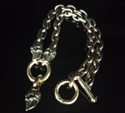 画像4: Single Slant Head Skull With 2 Single Slant Head Skulls & Small Oval Chain Links Necklace
