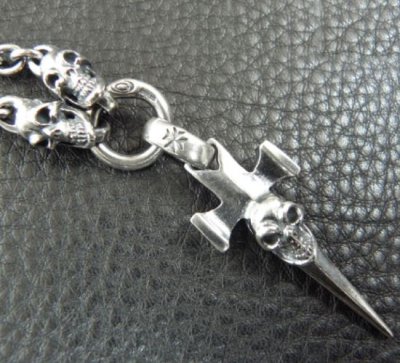 画像2: Quarter Single Skull Dagger Square Bottom With 2 Quarter Skulls Necklace