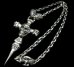 画像1: Large Skull On 2Skulls Hammer Double Face Dagger With 2Lions & Battle-Ax Small Oval Chain Links Necklace (1)