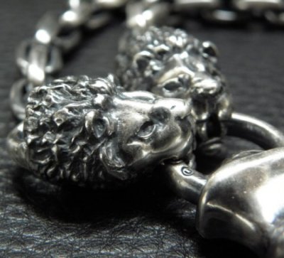 画像10: Half Large Skull On 2Skulls Hammer Double Face Dagger With Half 2Lions & Battle-Ax Small Oval Chain Links Necklace