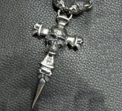 画像19: Half Large Skull On 2Skulls Hammer Double Face Dagger With Half 2Lions & Battle-Ax Small Oval Chain Links Necklace