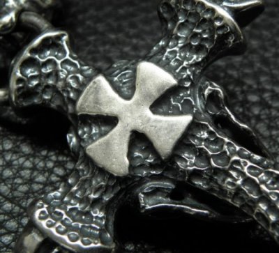 画像14: Half Large Skull On 2Skulls Hammer Double Face Dagger With Half 2Lions & Battle-Ax Small Oval Chain Links Necklace