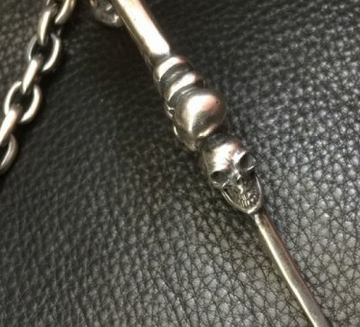 画像13: 3 Skulls On Both Side 4 Heart Crown Cross Double Face Dagger & Bulldogs Small Oval Chain Links Necklace