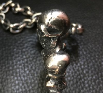 画像5: 3 Skulls On Both Side 4 Heart Crown Cross Double Face Dagger & Bulldogs Small Oval Chain Links Necklace