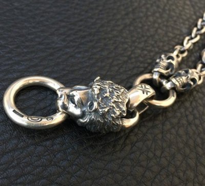 画像6: Lion With 2 Half Skulls & 7 Chain Necklace