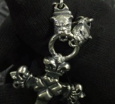 画像8: Half 4Heart Crown Cross With Half 2 Half Bulldogs & 7Chain Necklace