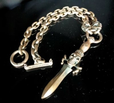 画像5: Single Skull Dagger With 2 Single Skulls & Small Oval Chain Links Necklace