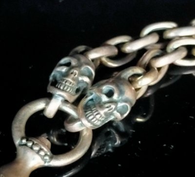 画像9: Single Skull Dagger With 2 Single Skulls & Small Oval Chain Links Necklace