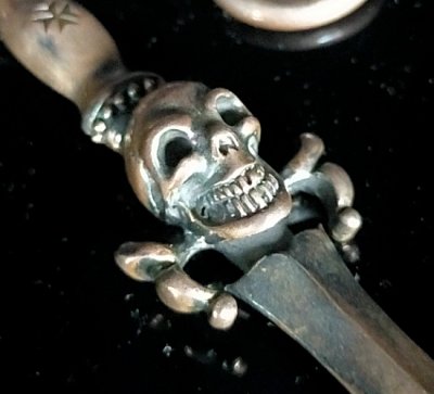 画像7: Single Skull Dagger With 2 Single Skulls & Small Oval Chain Links Necklace