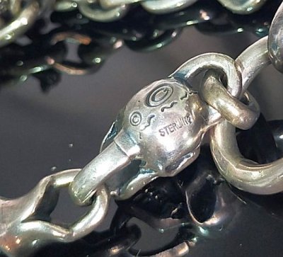 画像8: Single Skull With Macaroni 2 Single Skulls & Small Oval Chain Links Necklace