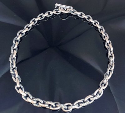 画像7: Half Small Oval & Chiseled Small Oval Chain Links Necklace
