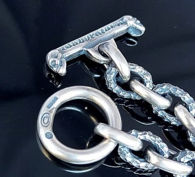 画像4: Half Small Oval & Chiseled Small Oval Chain Links Necklace