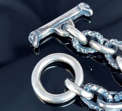 画像6: Half Small Oval & Chiseled Small Oval Chain Links Necklace