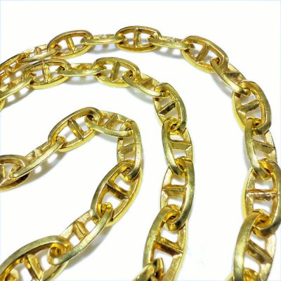 画像4: 10k Gold Half Double Triangle Anchor Chain Links Nacklace