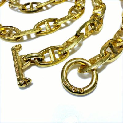 画像2: 10k Gold Half Double Triangle Anchor Chain Links Nacklace