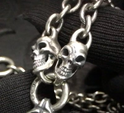 画像7: Quarter 4 Heart Chiseled Cross With Half 2 Skulls Chain Necklace