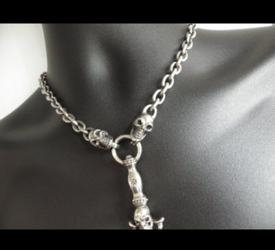 画像6: Gaborartory Half Dagger With Skull With Half 2 Skulls & 7Chain Necklace