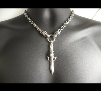 画像4: Gaborartory Half Dagger With Skull With Half 2 Skulls & 7Chain Necklace