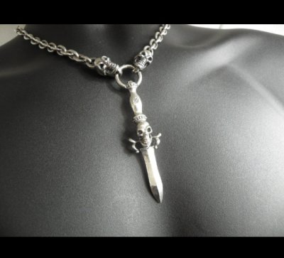 画像8: Gaborartory Half Dagger With Skull With Half 2 Skulls & 7Chain Necklace