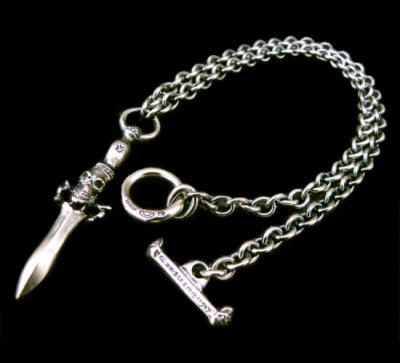 画像1: Quarter Dagger With Skull 6Chain Necklace