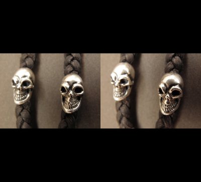 画像5: Quarter Lion & 2Quarter Skulls braid leather necklace