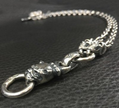 画像3: Half Old Bulldog With 2 Quarter Skulls & 6Chain Necklace