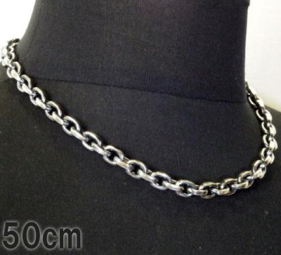 画像1: Half Small Oval Chain & Half T-bar Necklace