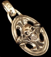 Skull On Sculpted Oval With H.W.O Pendant