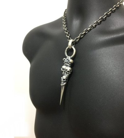 画像14: Triple Skull With Crown Dagger Pendant