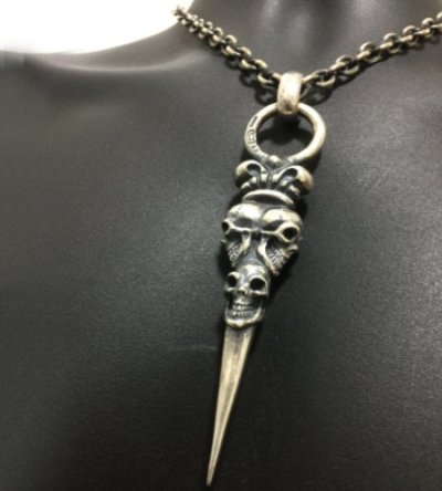 画像13: Triple Skull With Crown Dagger Pendant