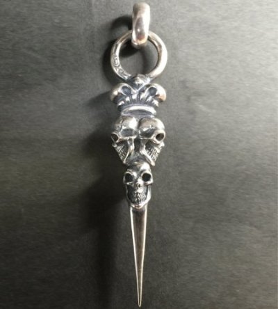 画像3: Triple Skull With Crown Dagger Pendant