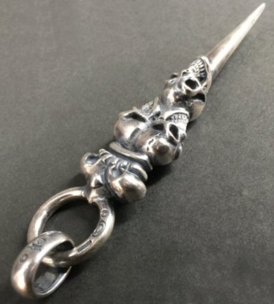 画像7: Triple Skull With Crown Dagger Pendant